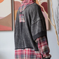 Washed Plaid Detailed Top