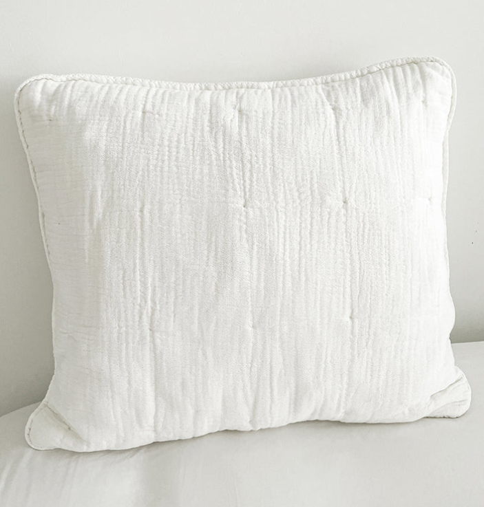 White Cotton Gauze Euro Pillow Cover