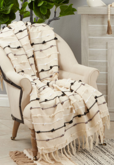 Black/White Knotted Throw