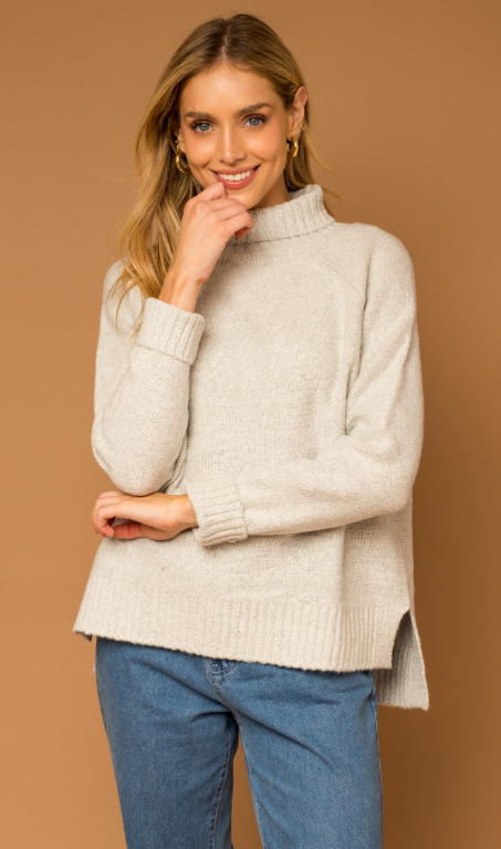 Ivory Long Sleeve Turtleneck Sweater