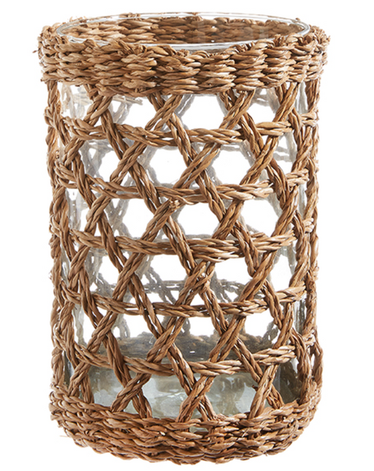 Seagrass Hurricane with Glass Insert