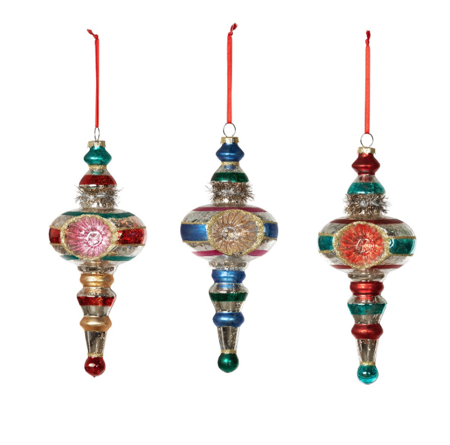 Retro Reflector Ball Finial Ornament