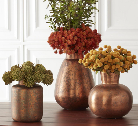 Copper Distressed Metal Vases