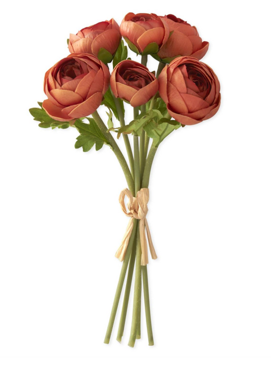 Real Touch Dark Orange Ranunculus Bundle
