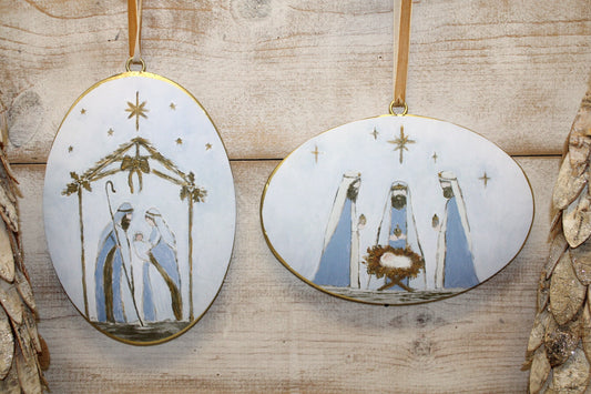 Double-Sided Holy Family & Three Kings Disc Ornament