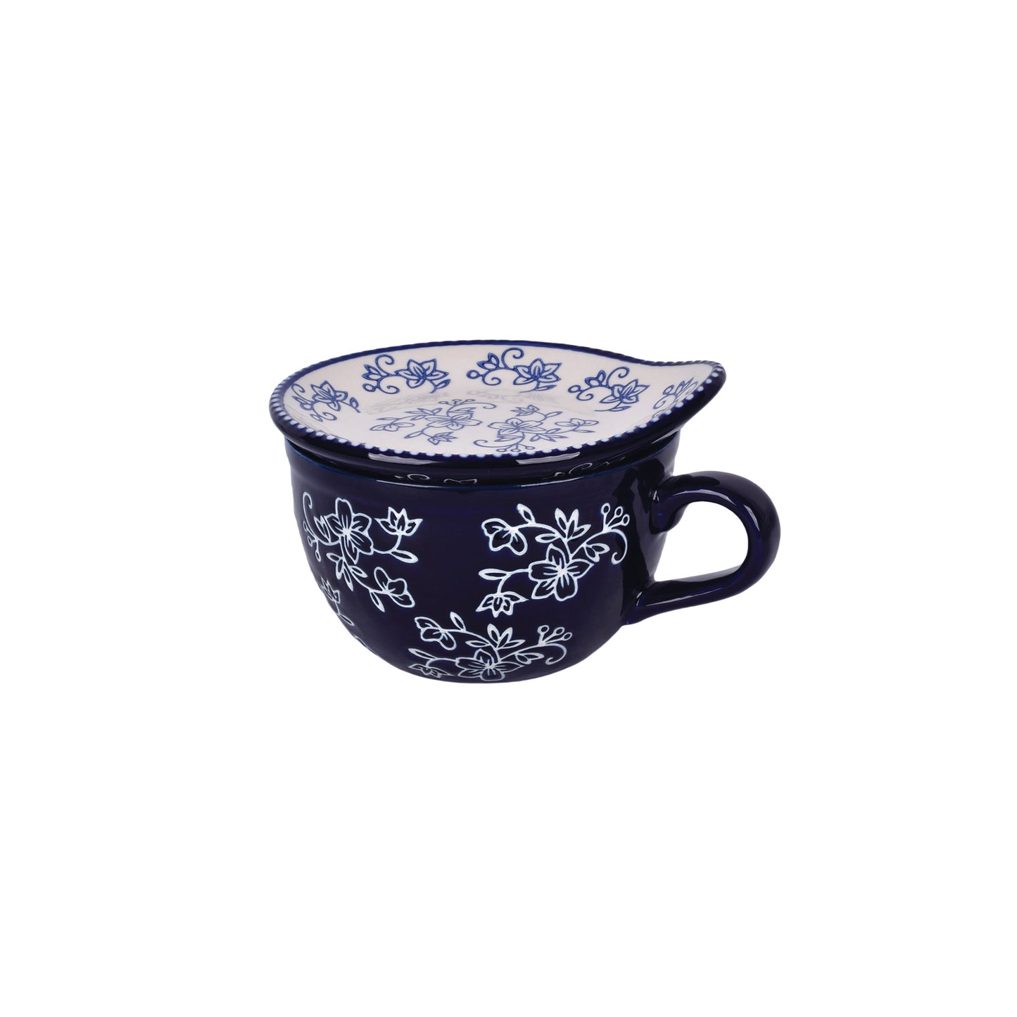 Floral Lace Bowl Mug with Lid