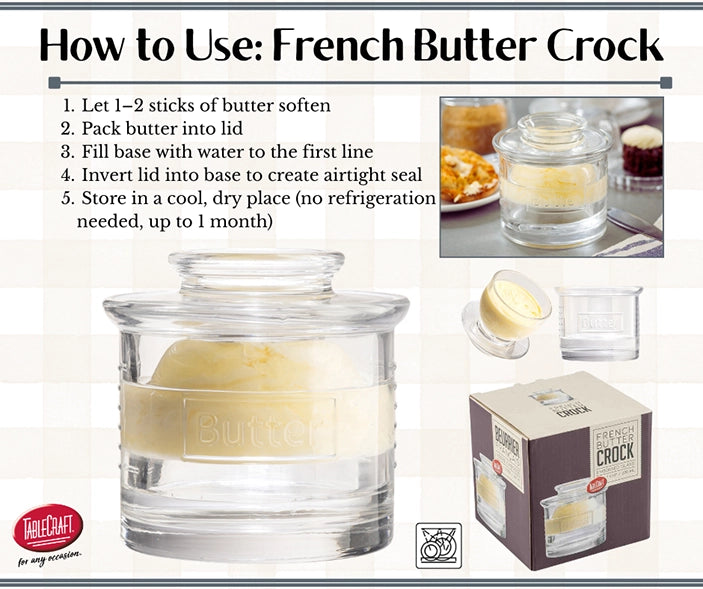 Glass French Butter Crock