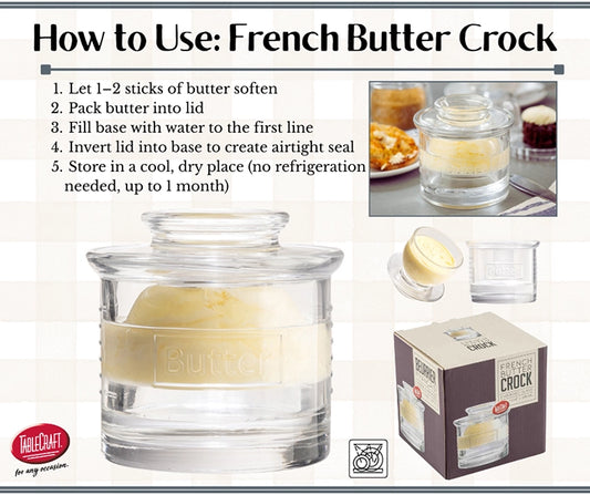 Glass French Butter Crock