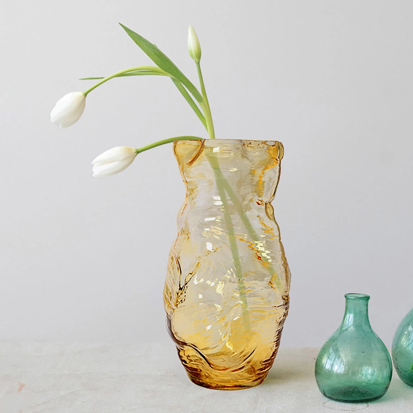 Organic Shaped Amber Vase