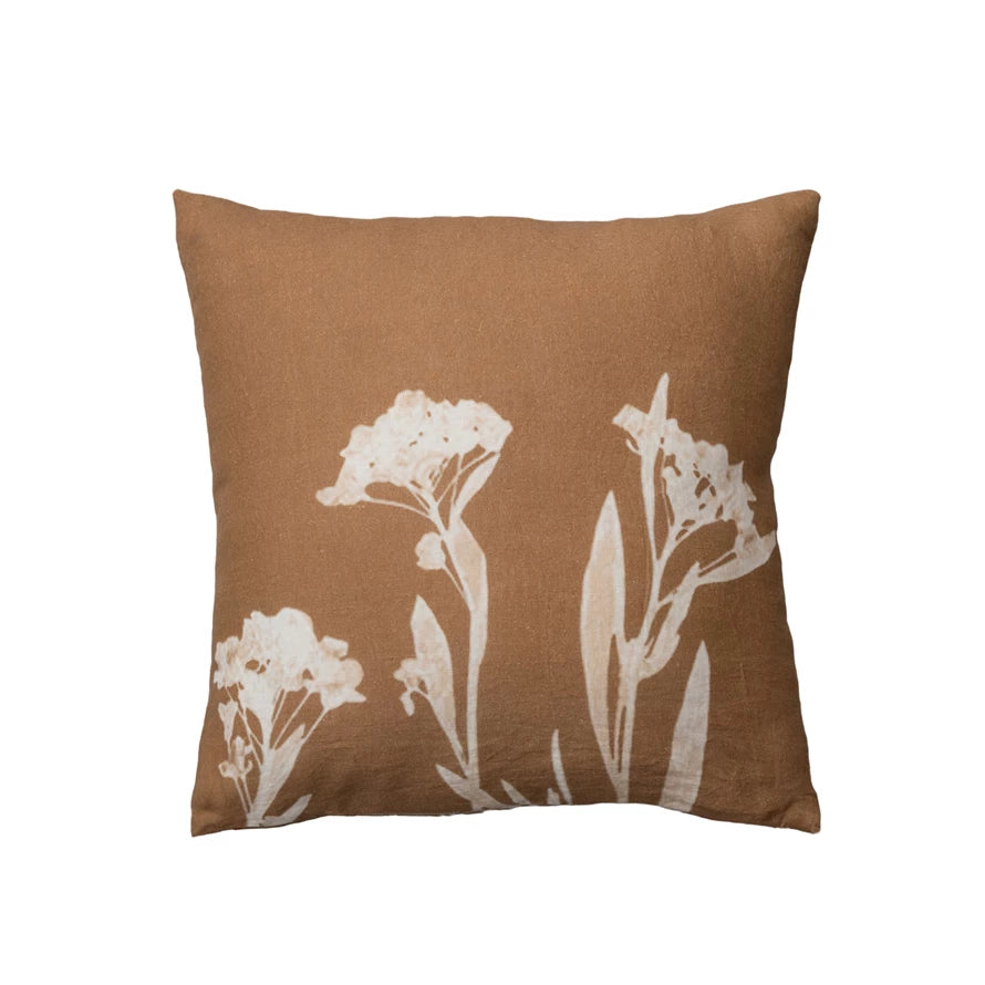 Floral Image Linen Printed Pillow