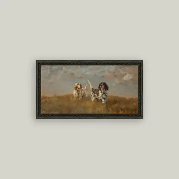 Two Hilltop Setters Framed Antique Art