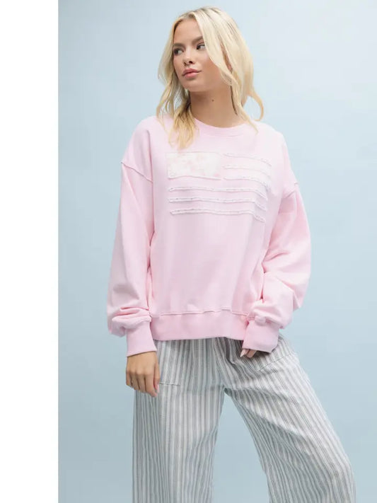 Floral Patch Flag Pullover