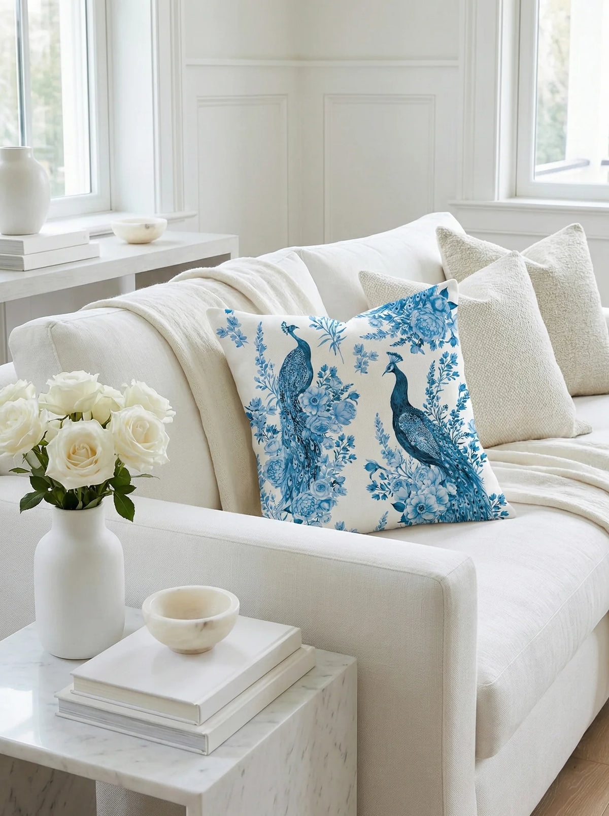 Peacock Blue Haven Linen Pillow