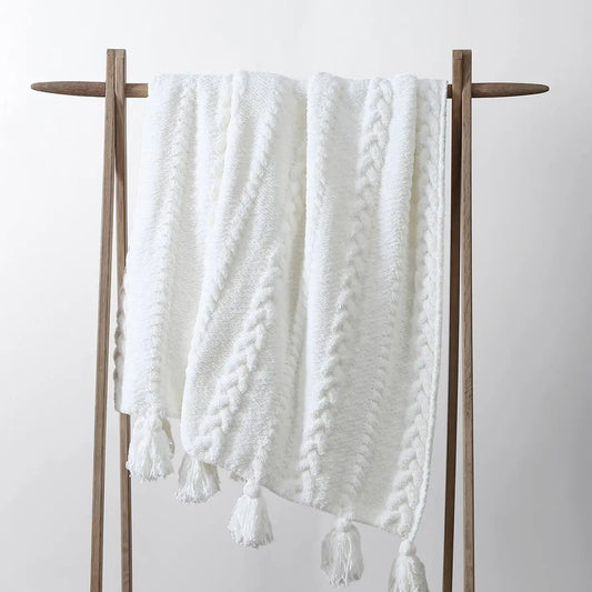 Braided Pom Pom Throw