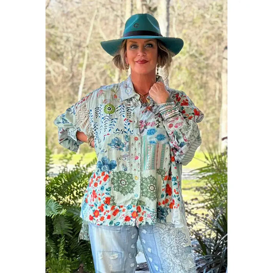 Patchwork Sunrise Top - Sky