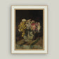 Vase of Pink & Yellow Flowers Framed Antique Art