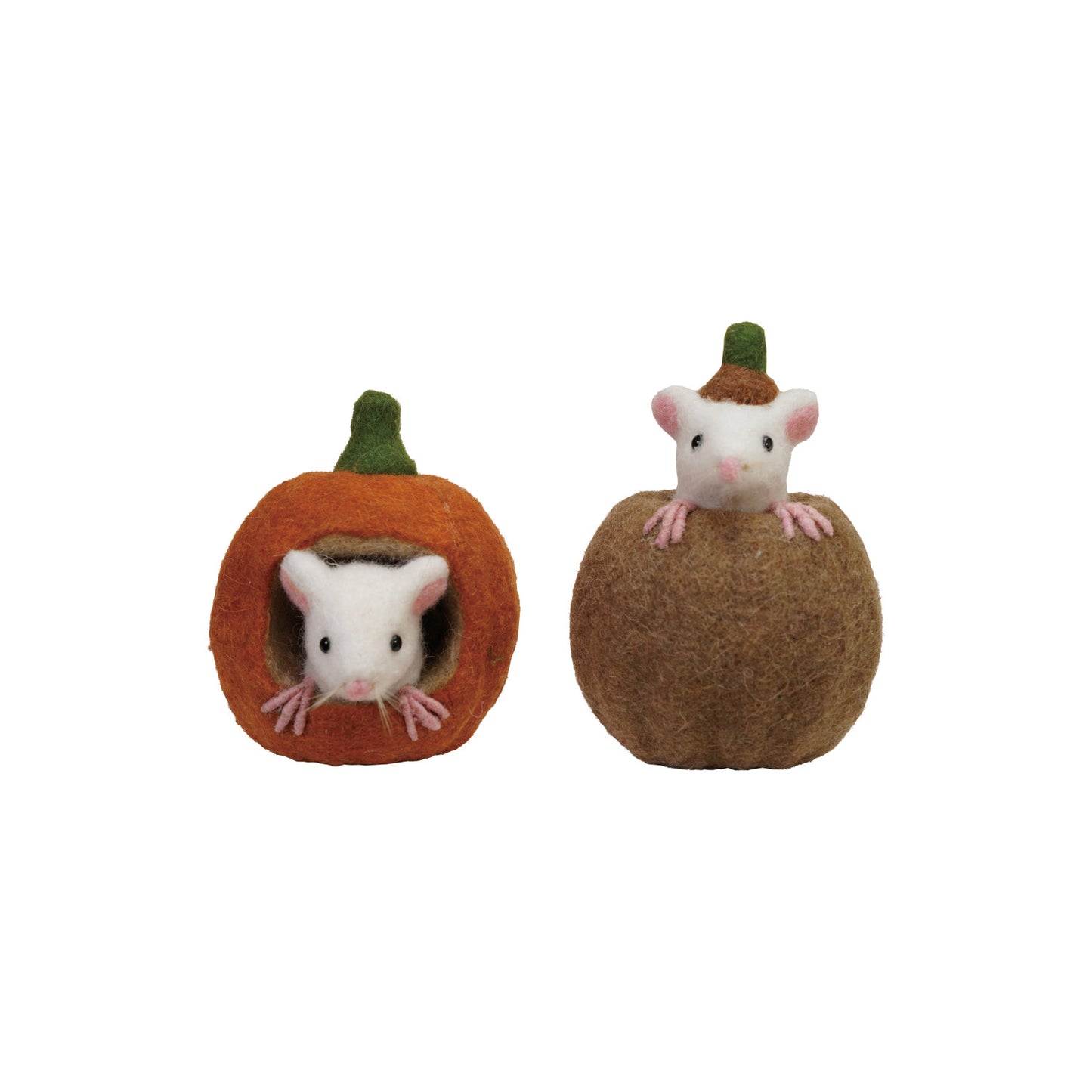 Handmade Wool & Felt Pumpkin With Mouse
