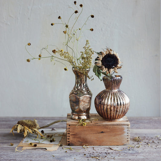 Mercury Glass Vase With Silver Finish