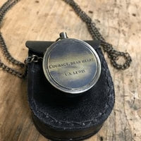 Courage Dear Heart (C.S. Lewis) Compass with Leather Pouch