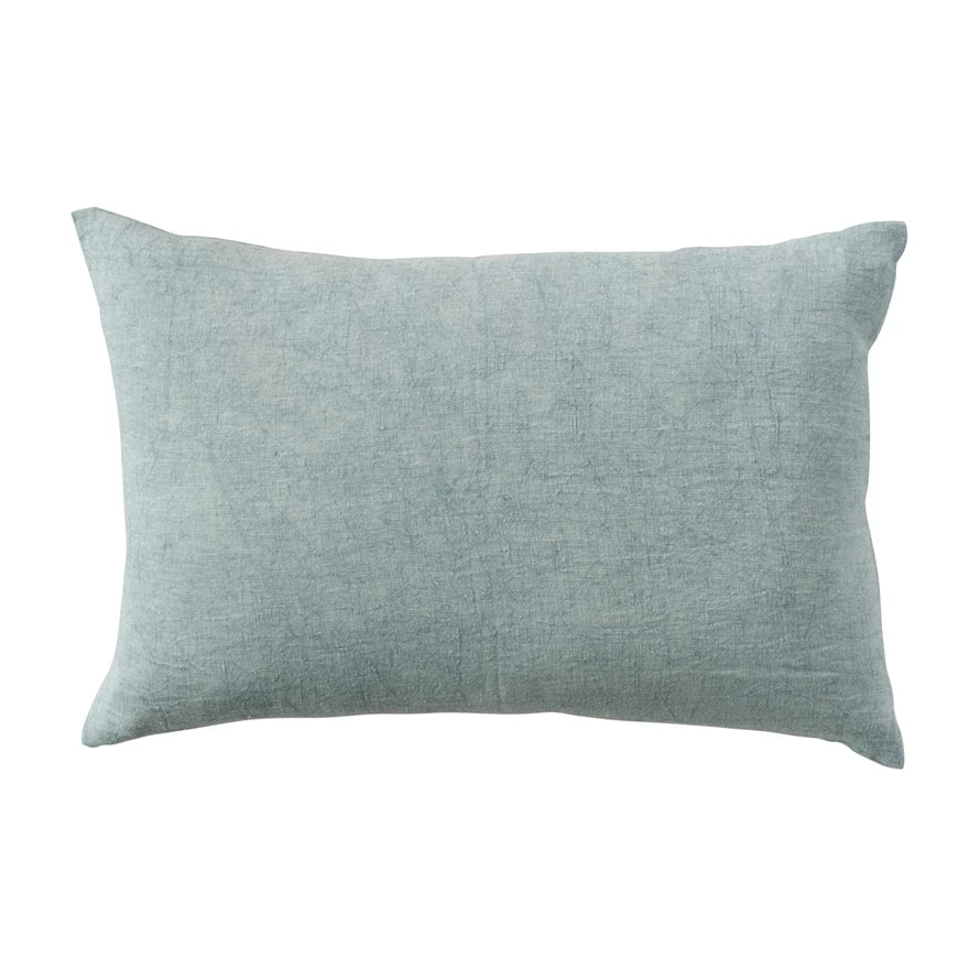 Mint Stonewashed Linen Lumbar Pillow