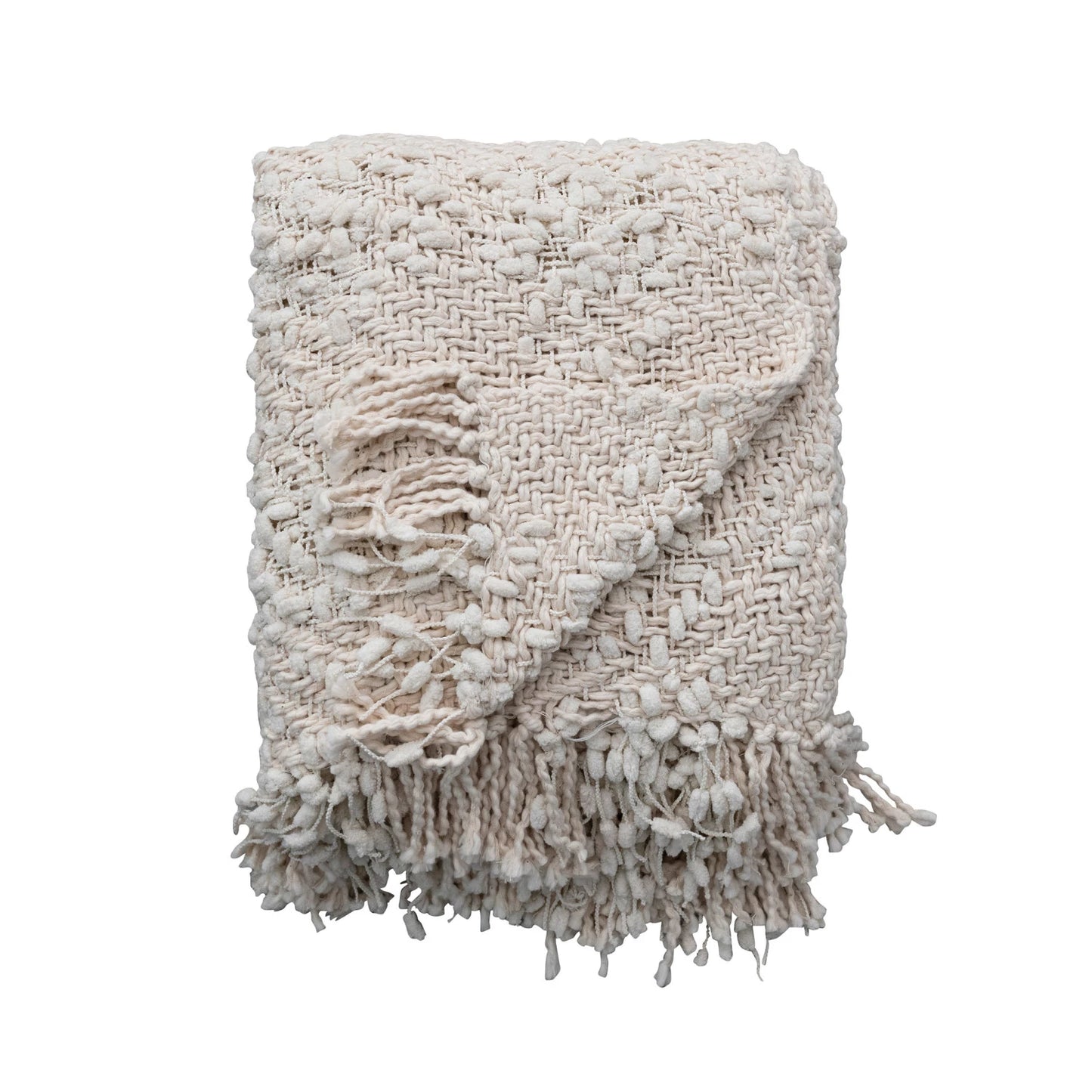 Woven Cotton Blend Cable Knit Throw