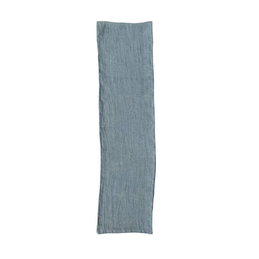Stonewashed Mint Linen Table Runner