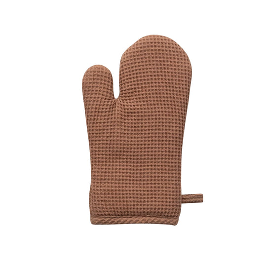 Terra-Cotta Woven Linen & Cotton Waffle Hot Mitt
