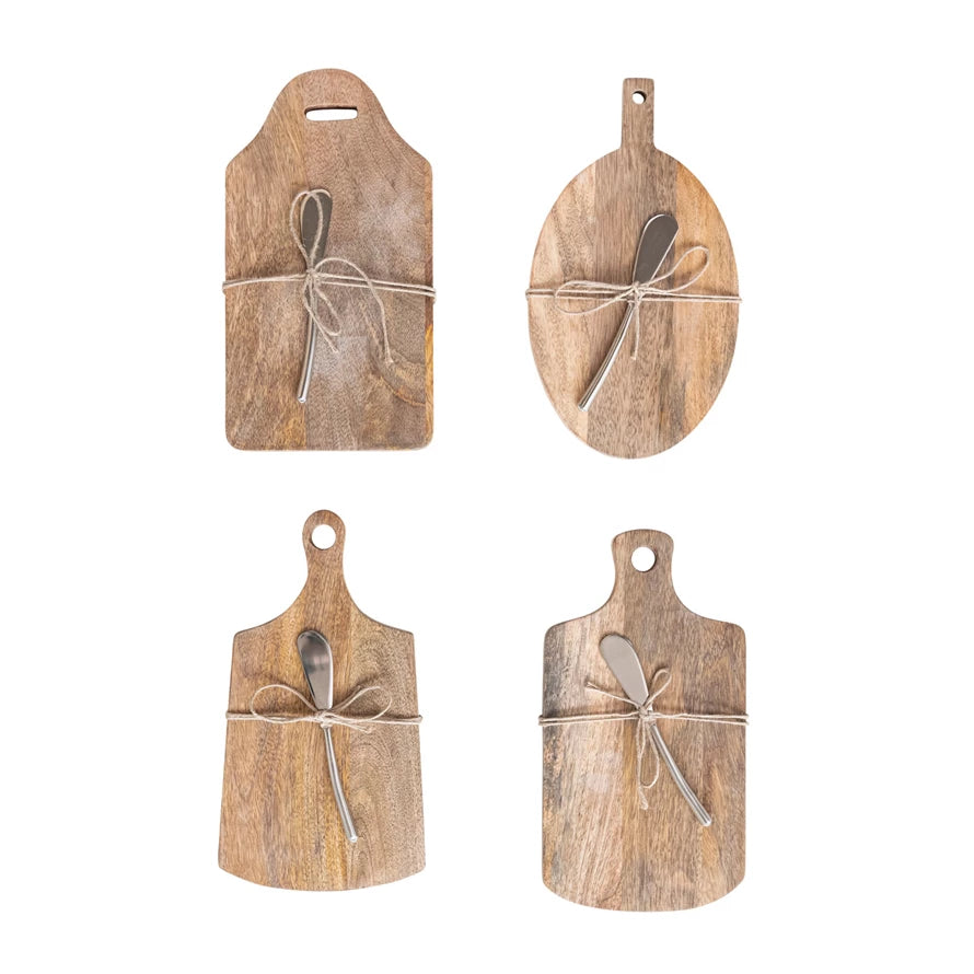 Mango Wood Cheese/Serving Board Set