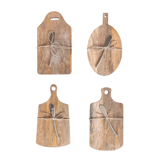 Mango Wood Cheese/Serving Board Set