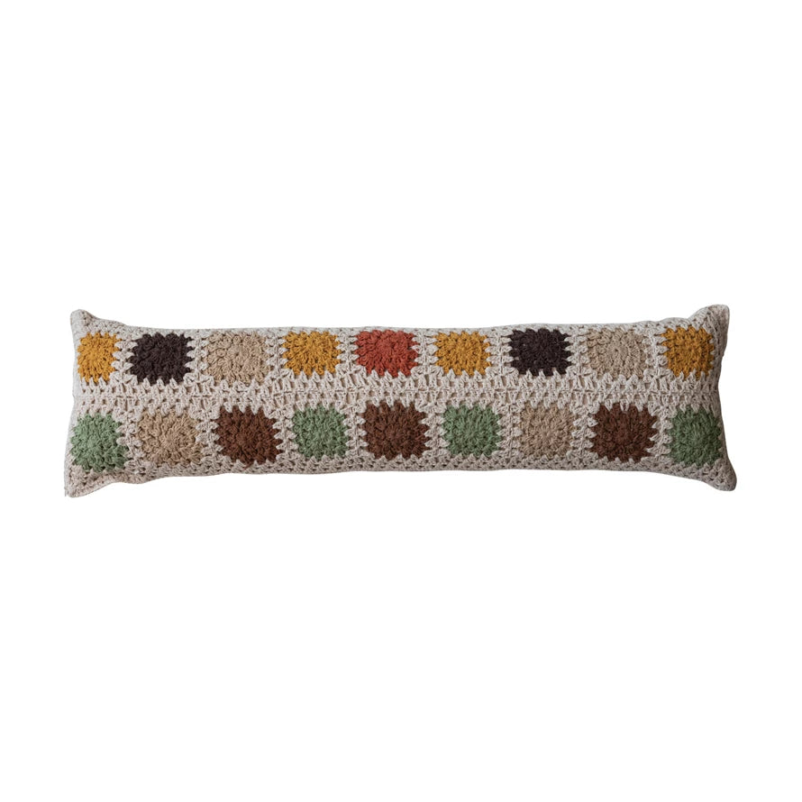 Crocheted Granny Square Lumbar Pillow