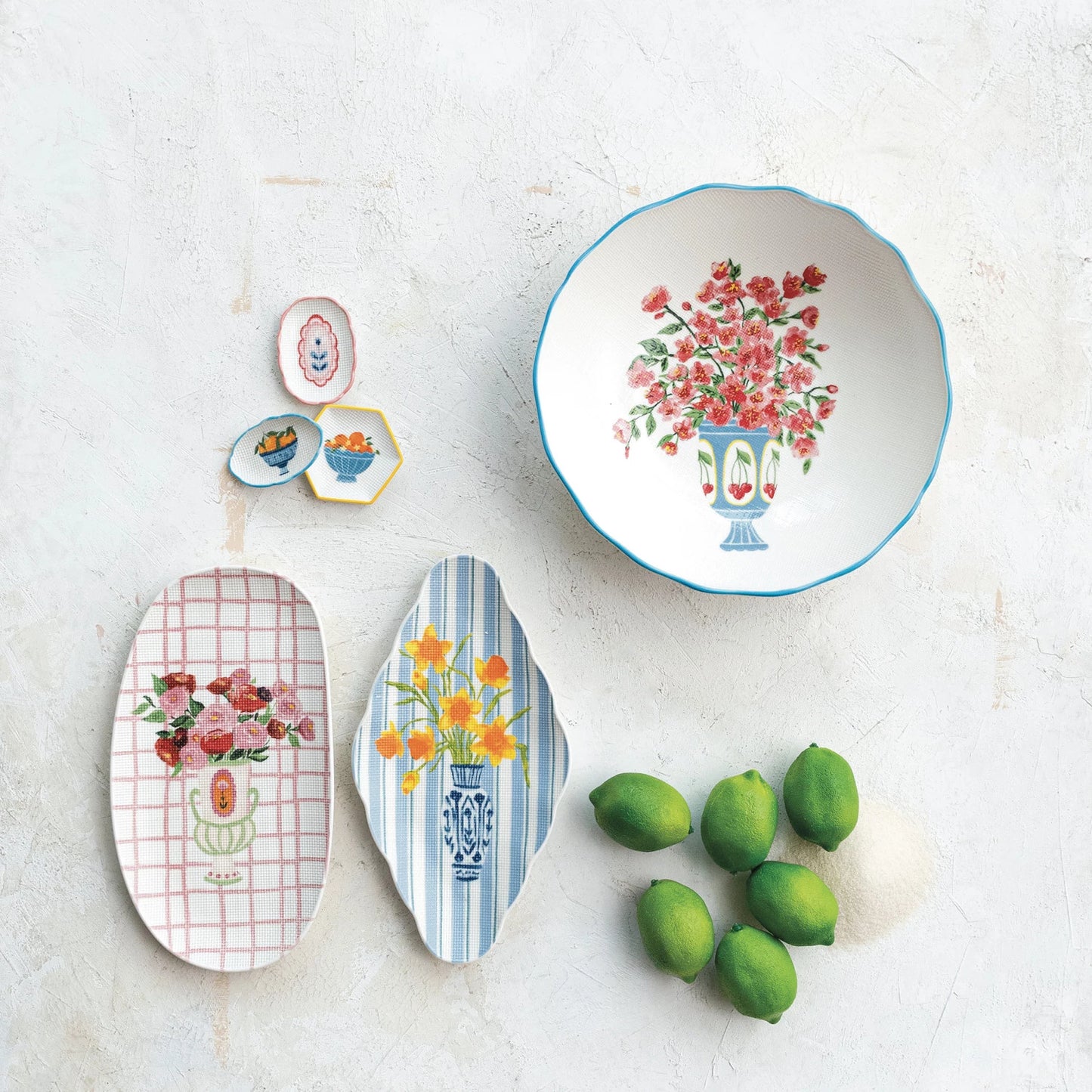 Flowers in Vase Stoneware Plates