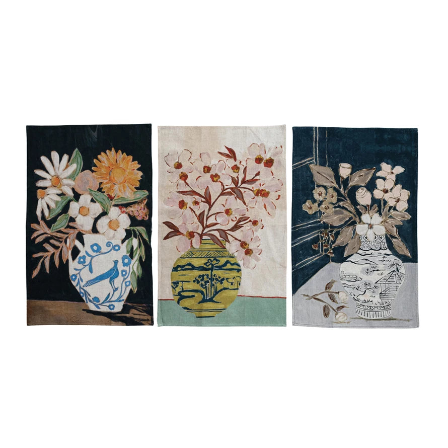 Flowers in Vase Printed Tea Towels