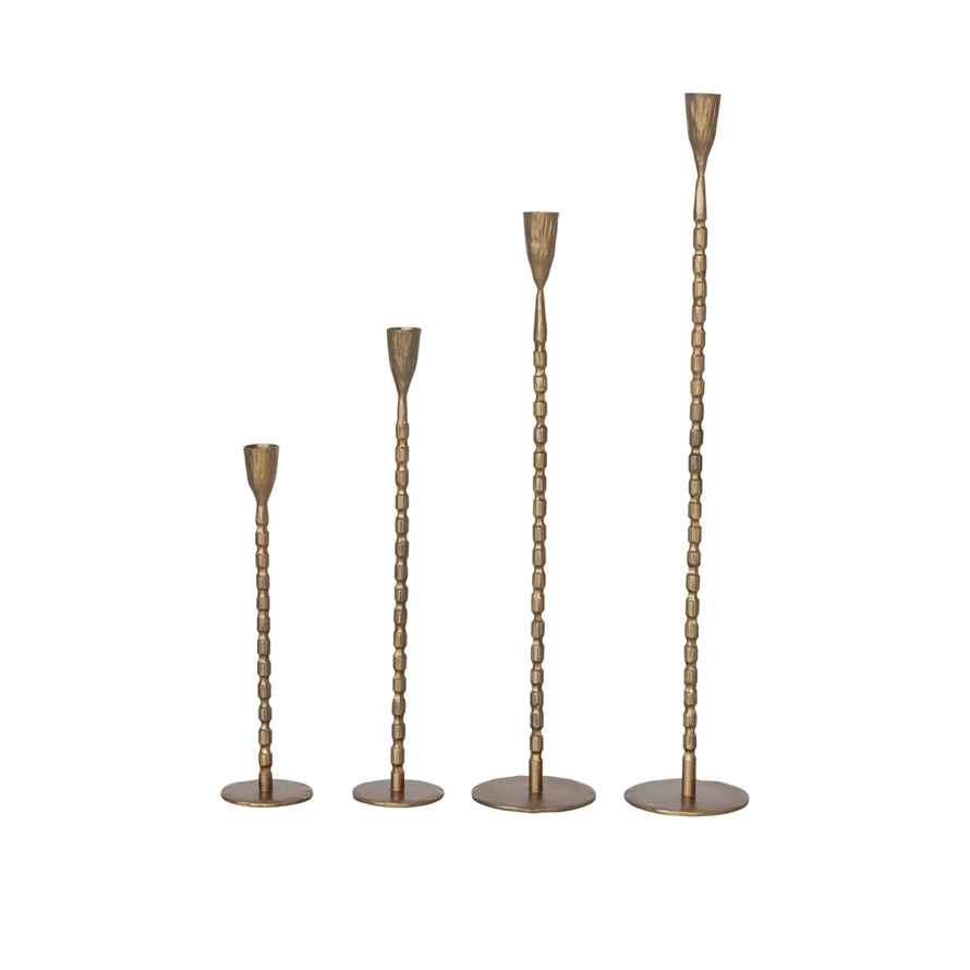Cast Iron Taper Holders With Brass Finish