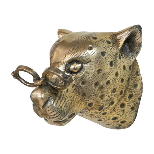 Cast Aluminum Leopard Head Wall Decor