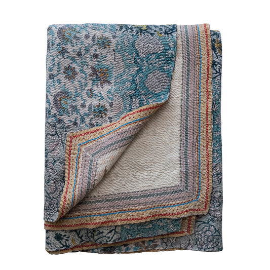 Hand Embroidered Quilted Throw