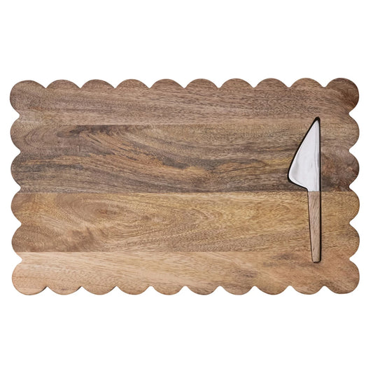 Mango Wood Scalloped Serving Board