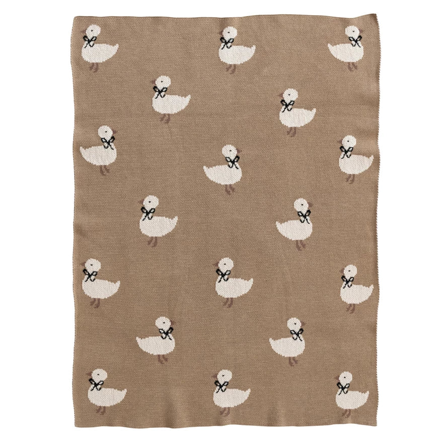 Knit Baby Blanket w/ Ducklings