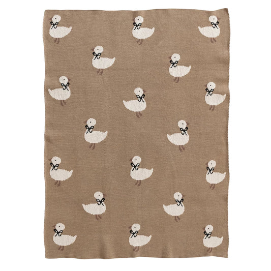 Knit Baby Blanket w/ Ducklings