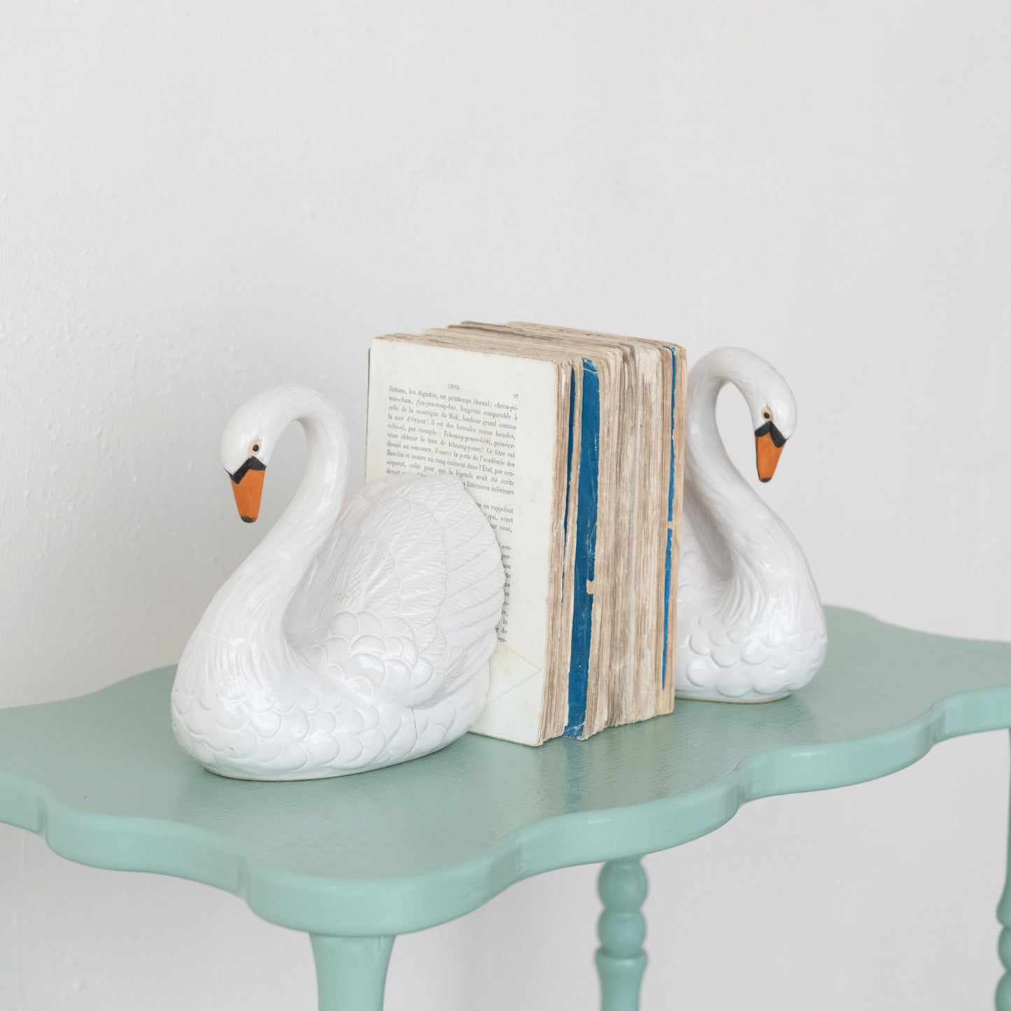 Stoneware Swan Shaped Bookends