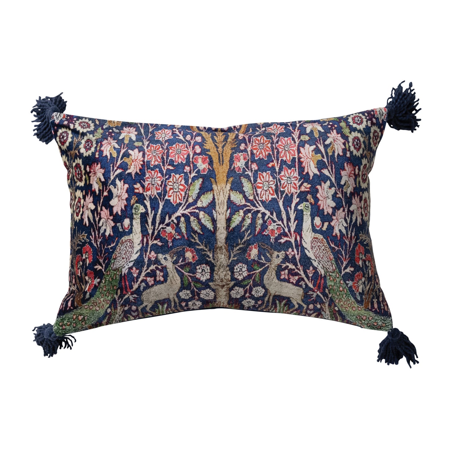 Woodland Printed Lumbar Pillow With Tassels