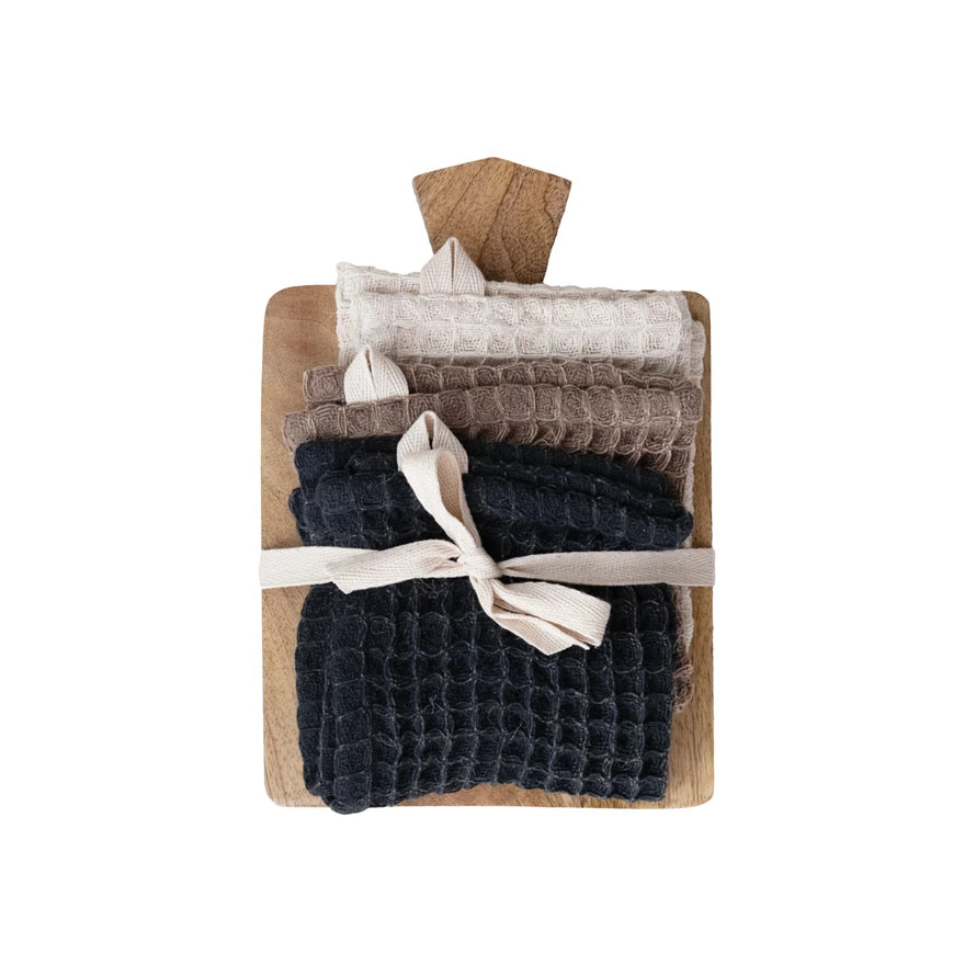 Waffle Weave Dish Cloths w/ Serving Board