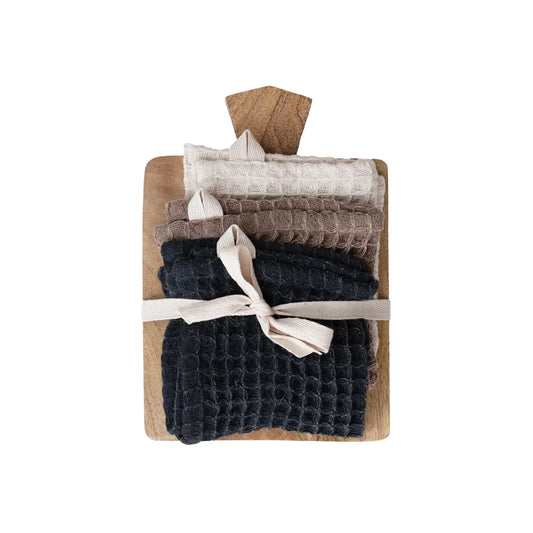 Waffle Weave Dish Cloths w/ Serving Board