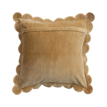 Mustard Velvet Pillow w/ Scallops