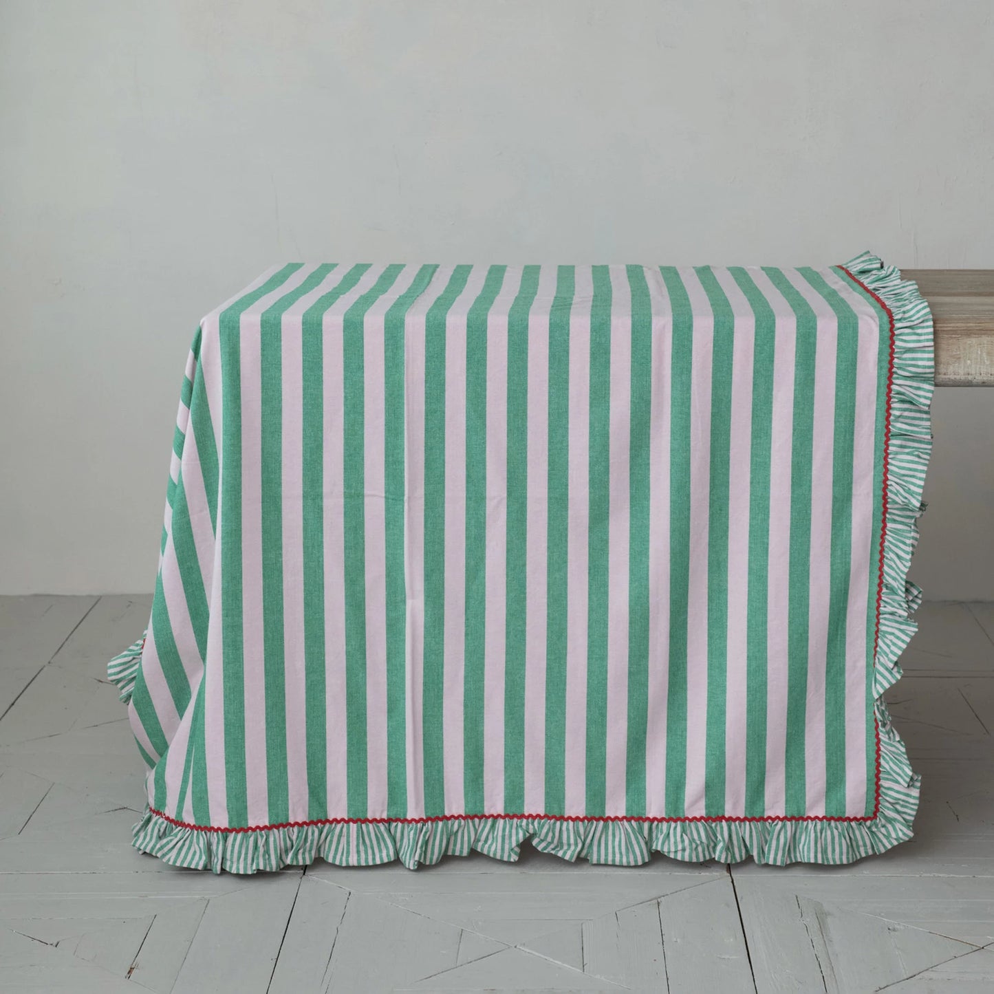 Striped Tablecloth w/ Ruffle Trim