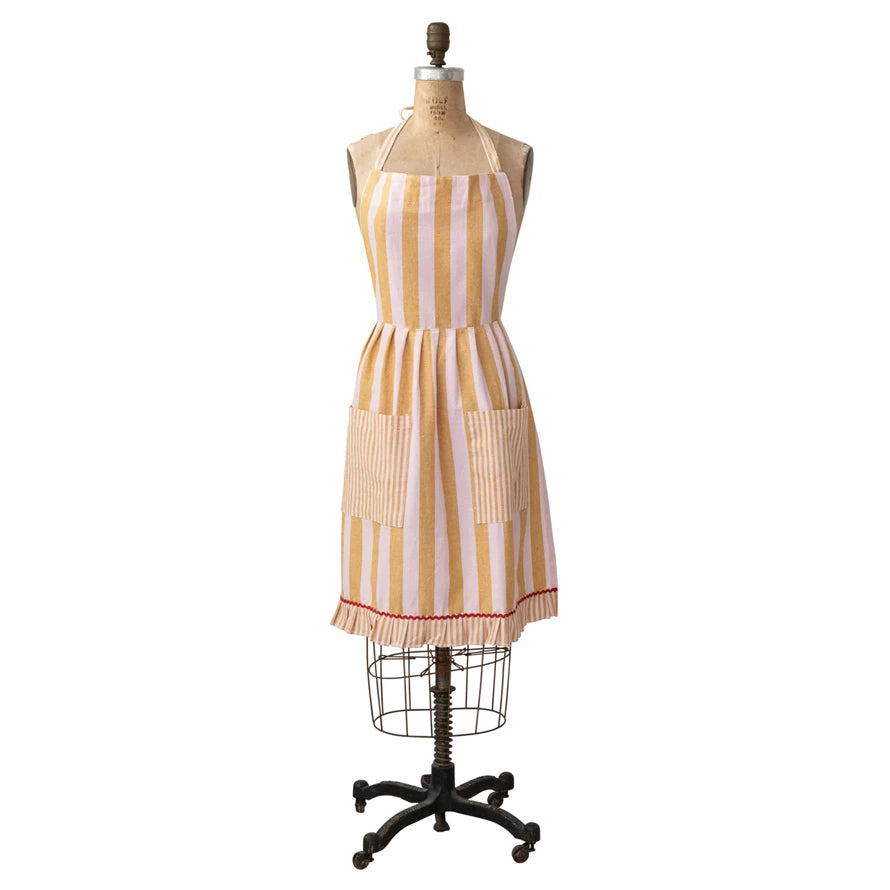 Striped Apron w/ Ruffle Trim