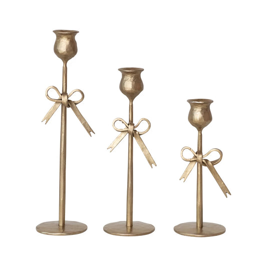 Hand-Forged Iron Taper Holders w/ Bow