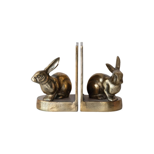 Rabbit Bookends With Gold Finish