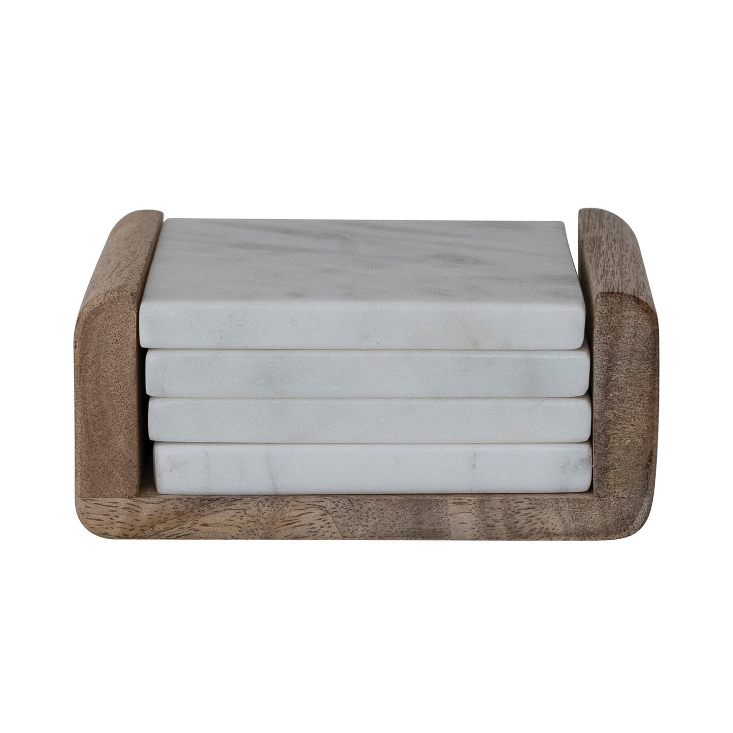 Marble Coasters With Mango Wood Holder