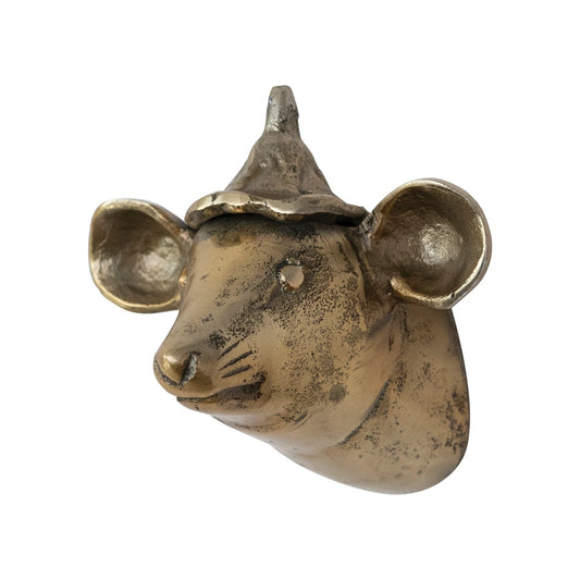 Brass Mouse Head with Hat