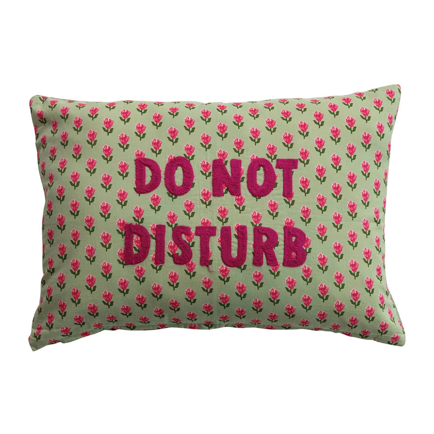 Do Not Disturb Lumbar Pillow with Floral Pattern
